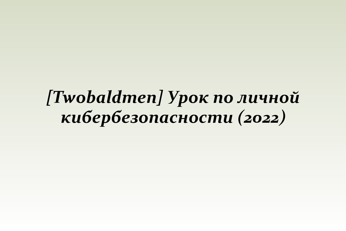 [Twobaldmen] Урок по личной кибербезопасности (2022)
