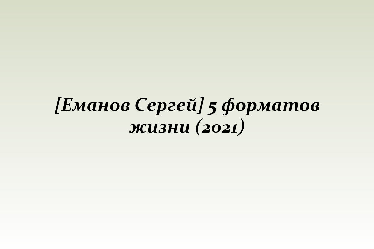 [Еманов Сергей] 5 форматов жизни (2021)