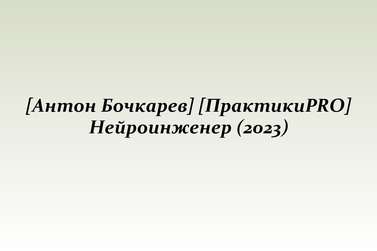 [Антон Бочкарев] [ПрактикиPRO] Нейроинженер (2023)