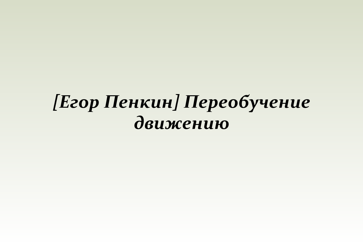 [Егор Пенкин] Переобучение движению