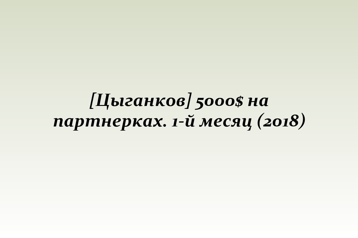 [Цыганков] 5000$ на партнерках. 1-й месяц (2018)