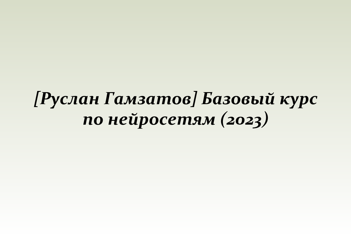 [Руслан Гамзатов] Базовый курс по нейросетям (2023)